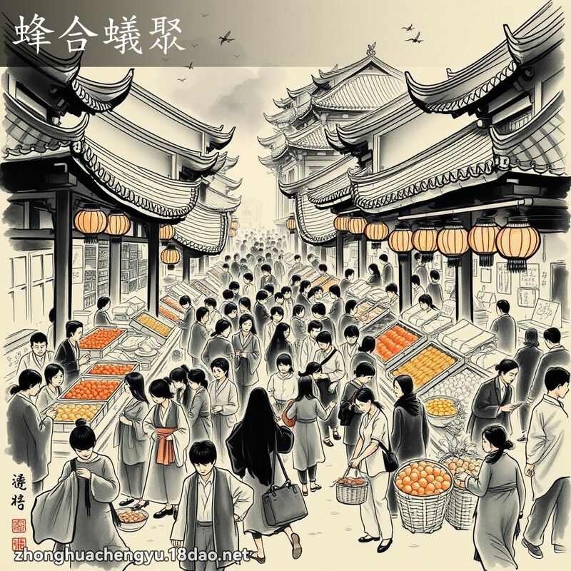 蜂合蚁聚 - 中华成语配图