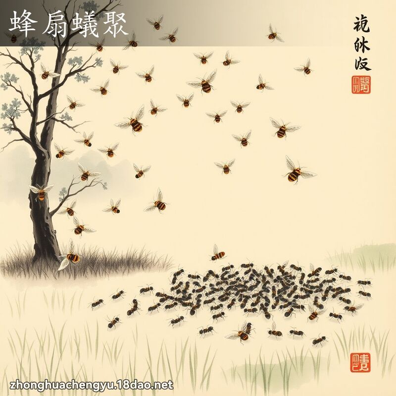 蜂扇蚁聚 - 中华成语配图