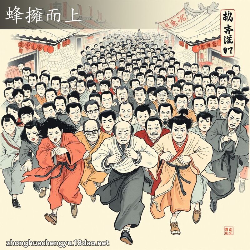 蜂擁而上 - 中華成語配圖
