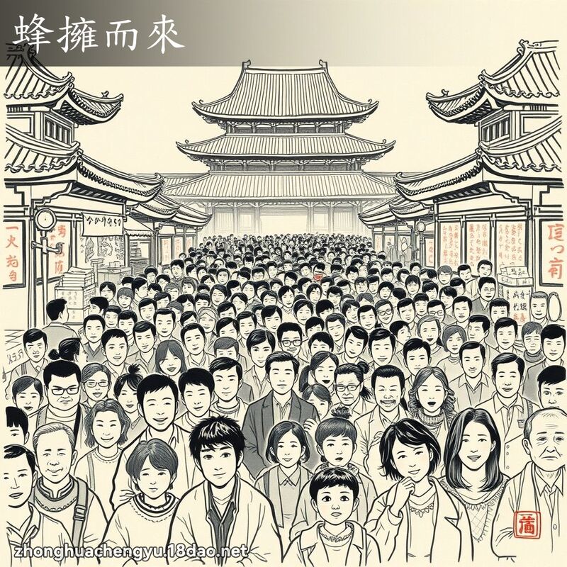 蜂擁而來 - 中華成語配圖
