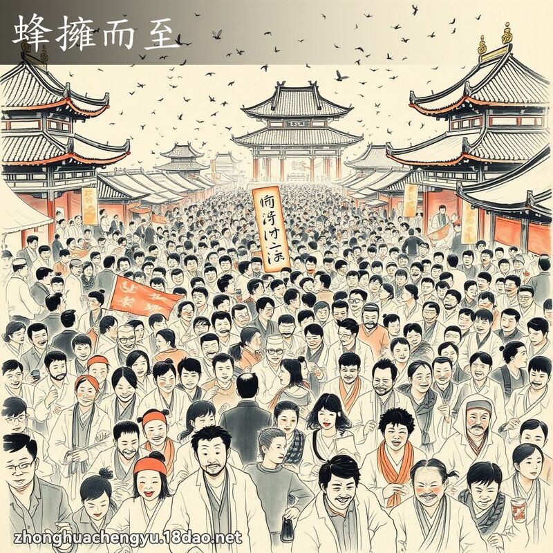 蜂擁而至 - 中華成語配圖