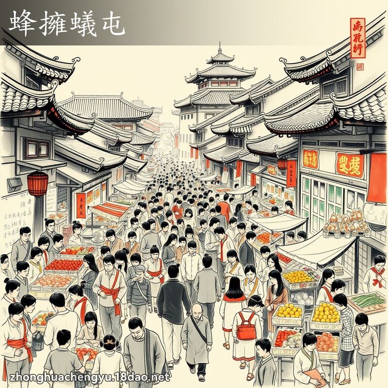 蜂拥蚁屯 - 中华成语配图