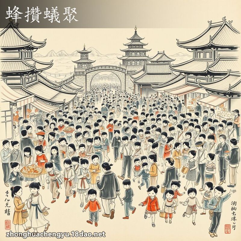 蜂攢蟻聚 - 中華成語配圖