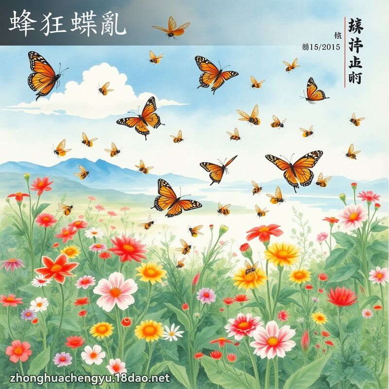 蜂狂蝶乱 - 中华成语配图