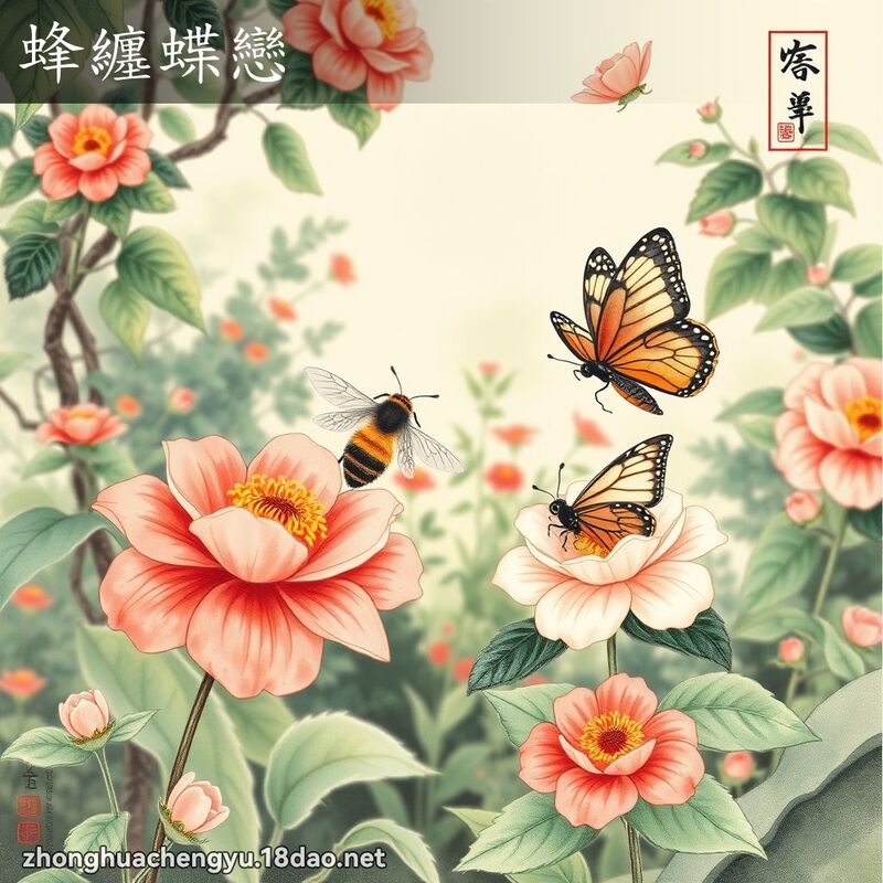 蜂纏蝶戀 - 中華成語配圖