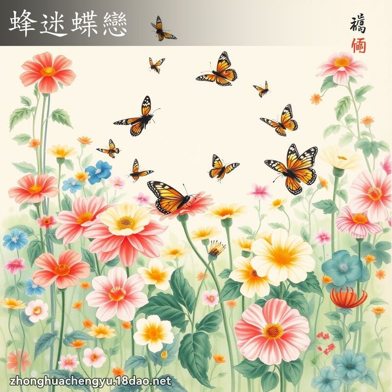 蜂迷蝶戀 - 中華成語配圖