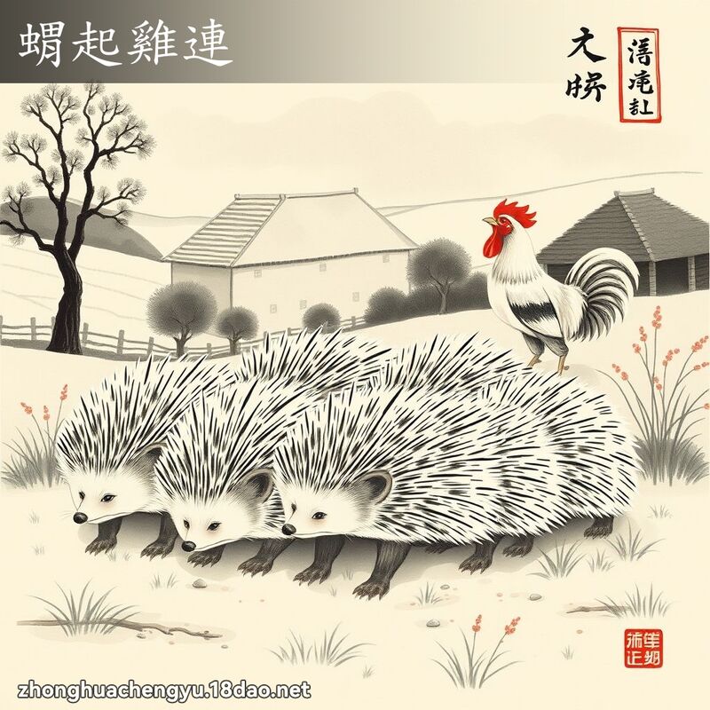 蝟起雞連 - 中華成語配圖
