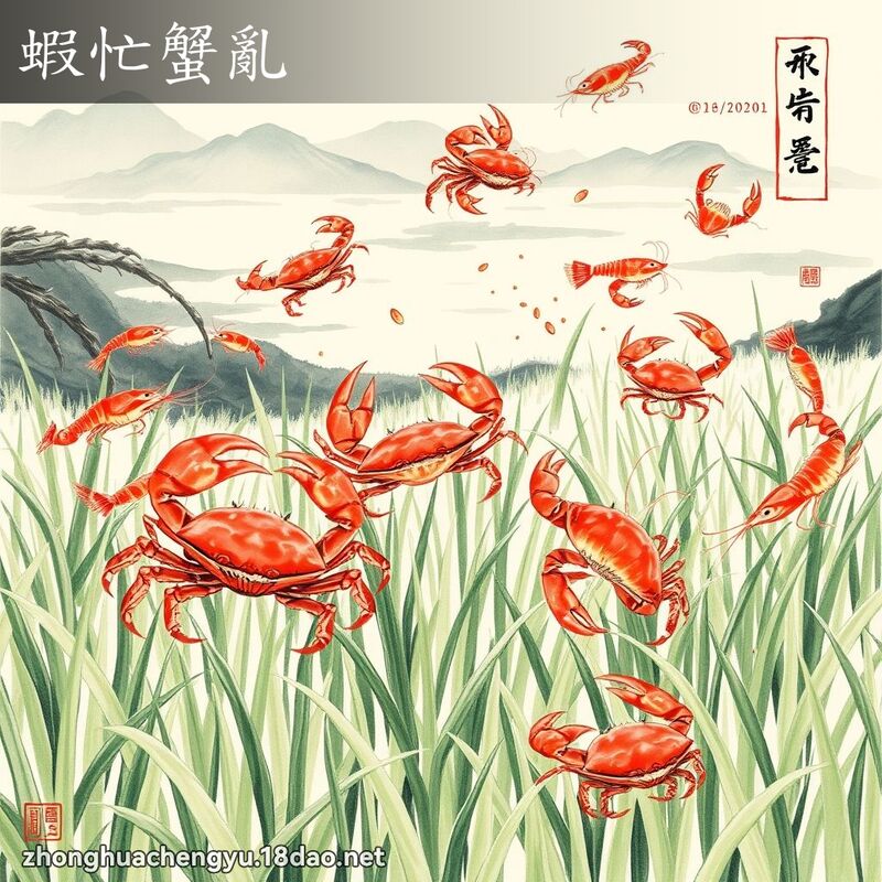 蝦忙蟹亂 - 中華成語配圖