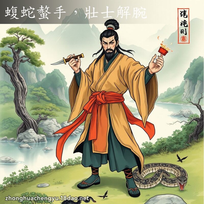 蝮蛇螫手，壯士解腕 - 中華成語配圖