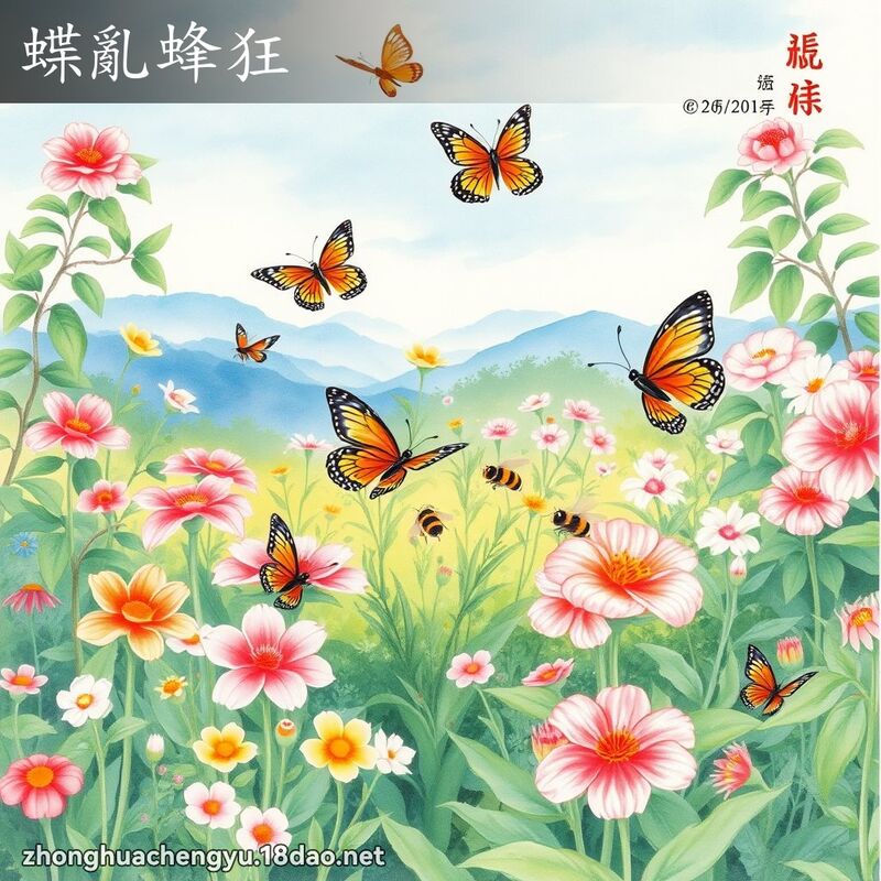 蝶乱蜂狂 - 中华成语配图