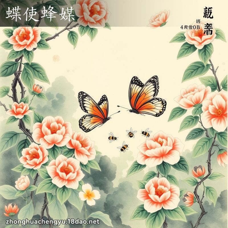 蝶使蜂媒 - 中華成語配圖