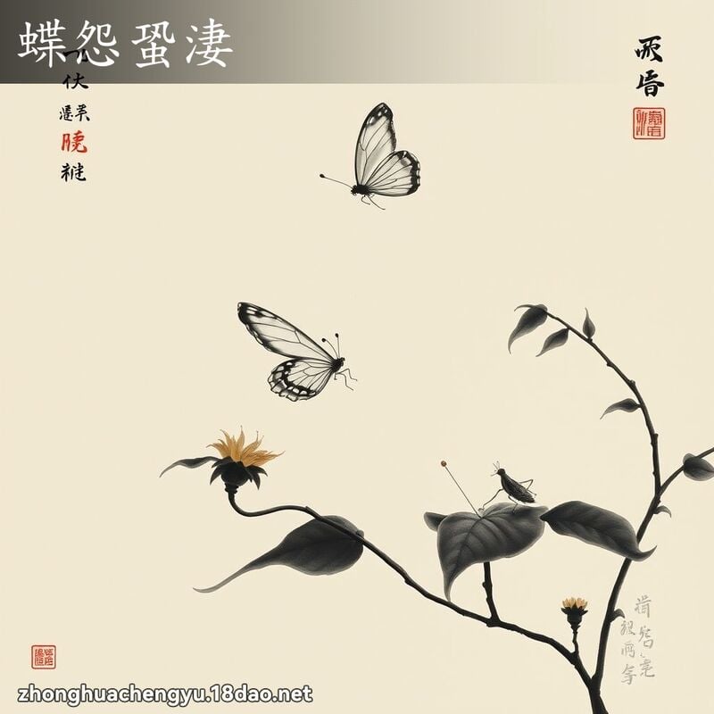 蝶怨蛩淒 - 中華成語配圖