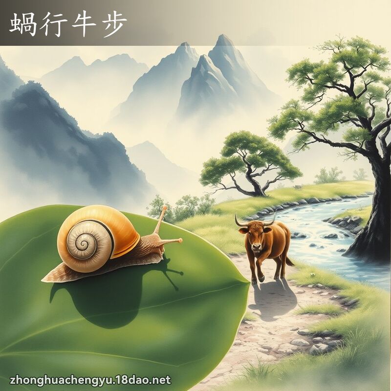 蝸行牛步 - 中華成語配圖