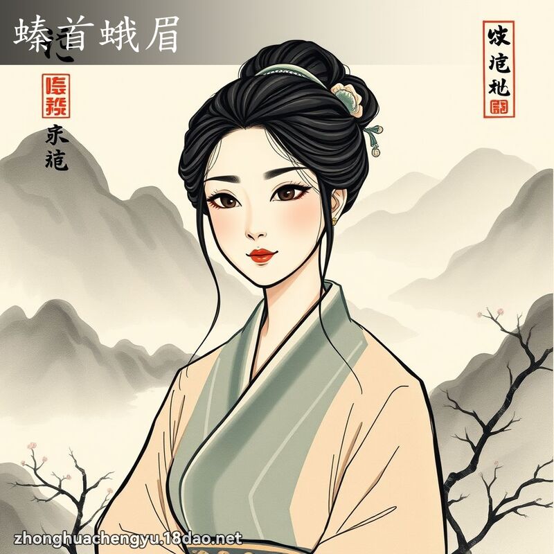 螓首蛾眉 - 中華成語配圖