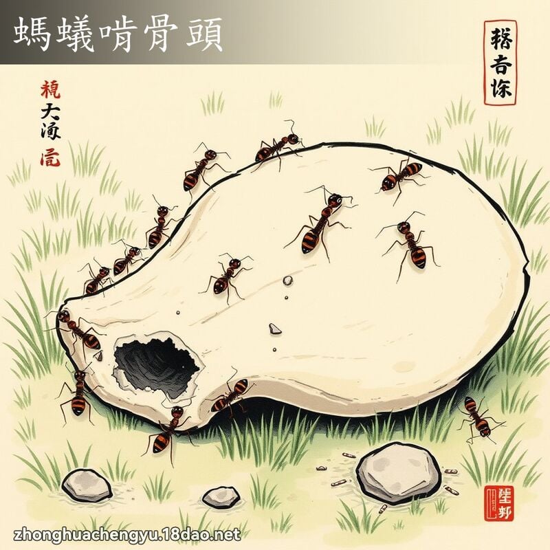 螞蟻啃骨頭 - 中華成語配圖