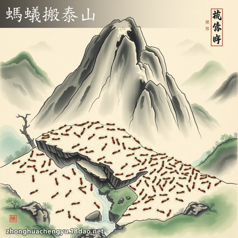螞蟻搬泰山 - 中華成語配圖