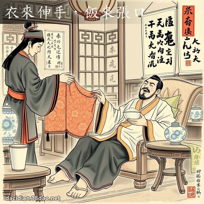 衣来伸手,饭来张口 配图