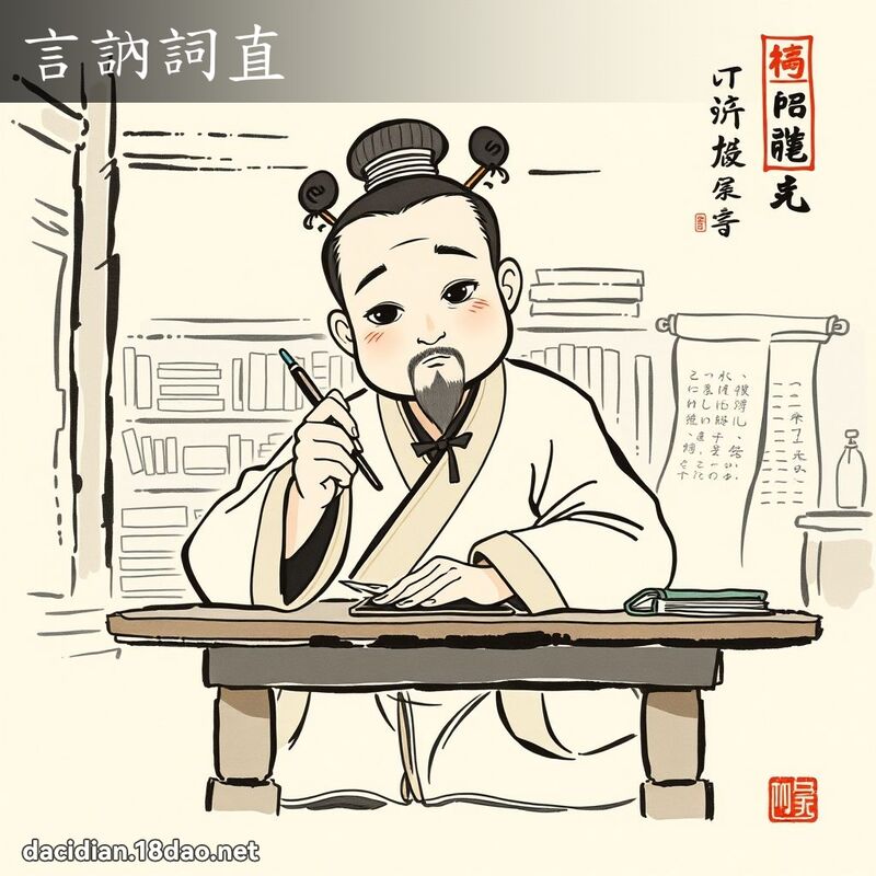 言訥词直 配图