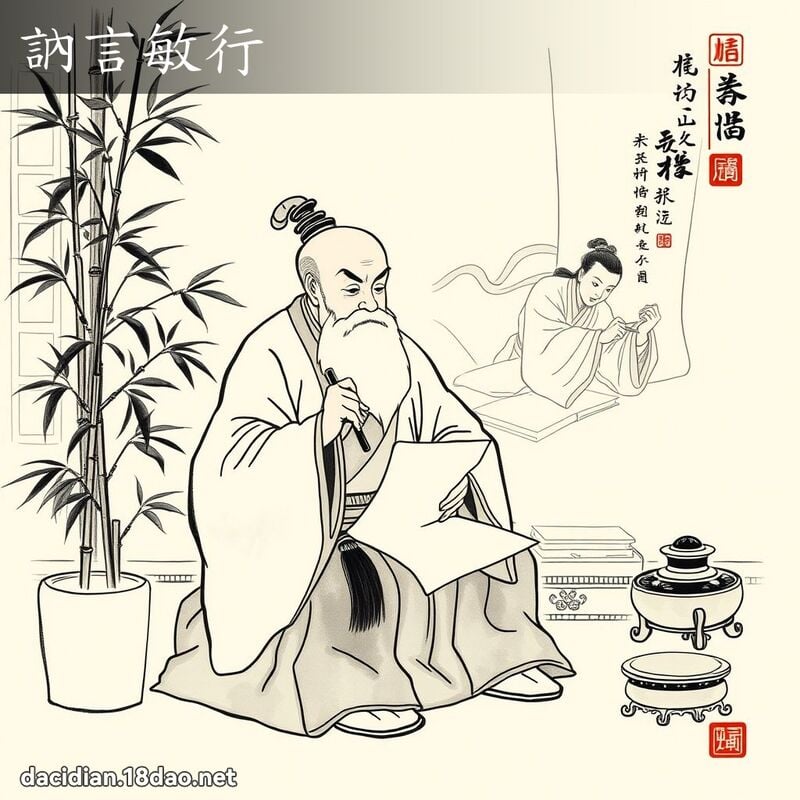 訥言敏行 配图