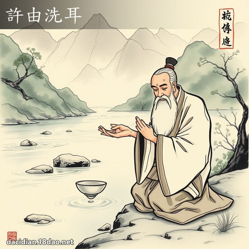 许由洗耳 配图