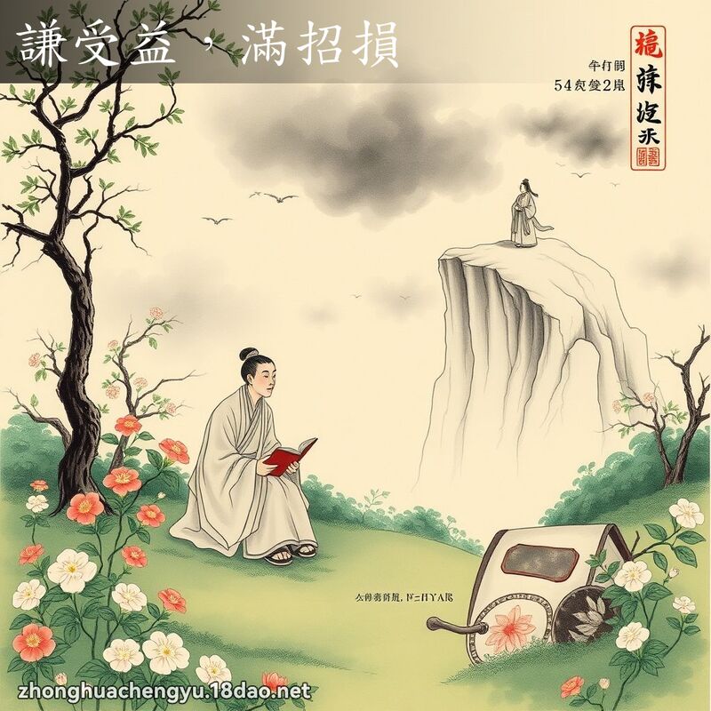谦受益，满招损 - 中华成语配图