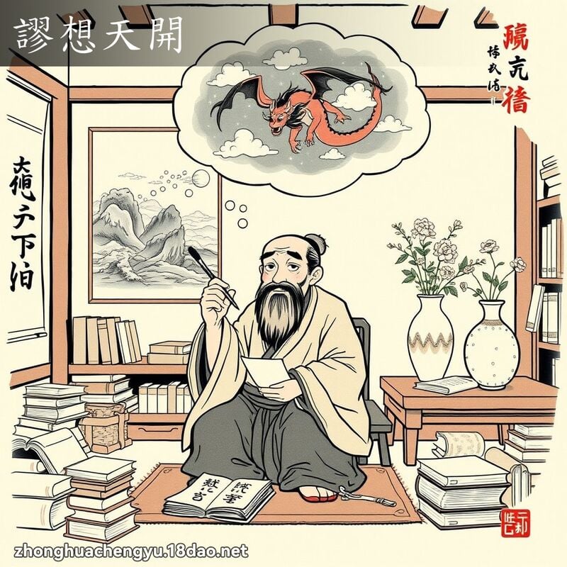 謬想天開 - 中華成語配圖