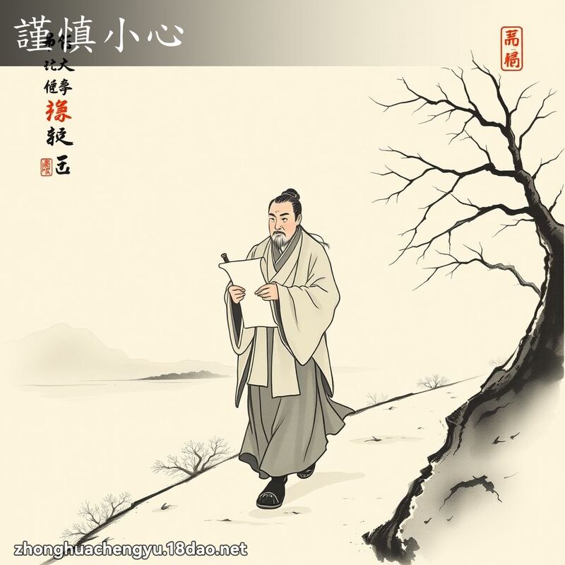 谨慎小心 - 中华成语配图