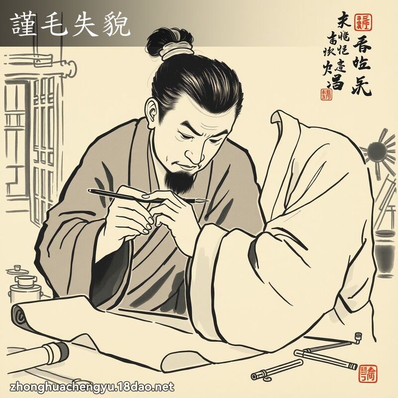謹毛失貌 - 中華成語配圖