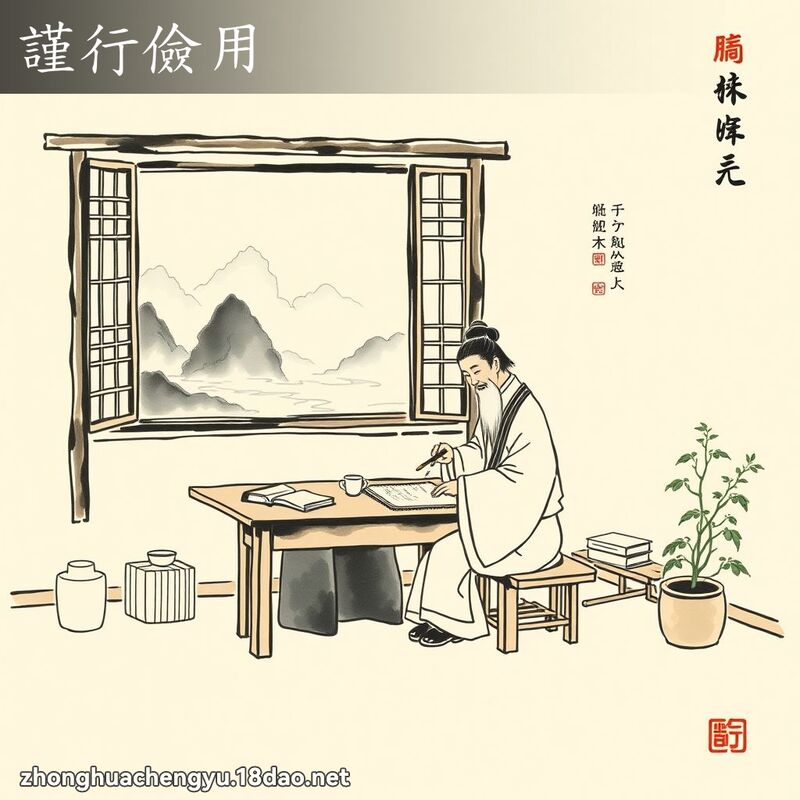 謹行儉用 - 中華成語配圖