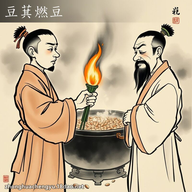豆萁燃豆 - 中華成語配圖