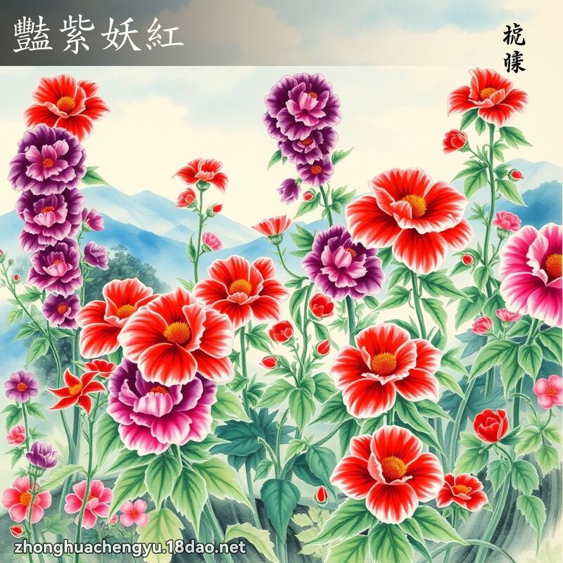 艳紫妖红 - 中华成语配图