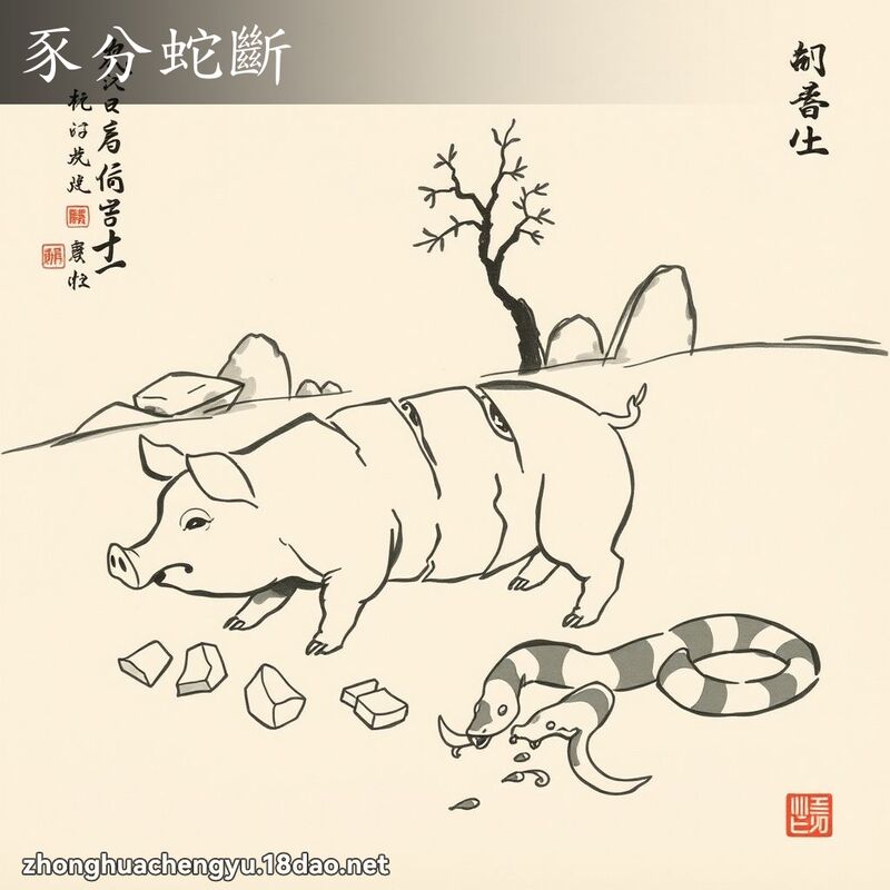 豕分蛇斷 - 中華成語配圖