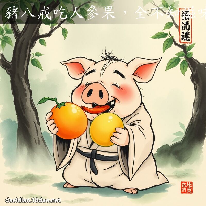 猪八戒吃人参果,全不知滋味 配图