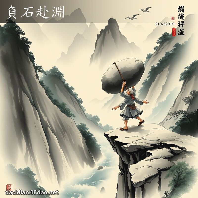 负石赴渊 配图