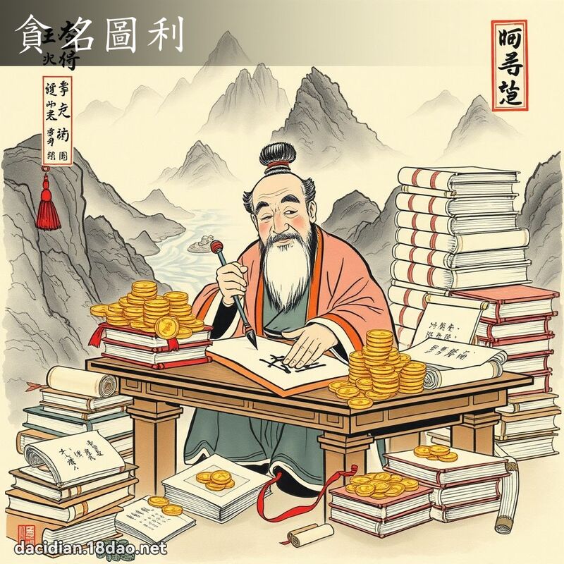 贪名图利 配图