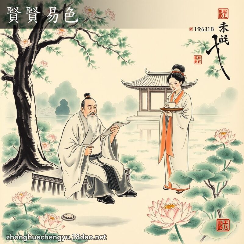 贤贤易色 - 中华成语配图