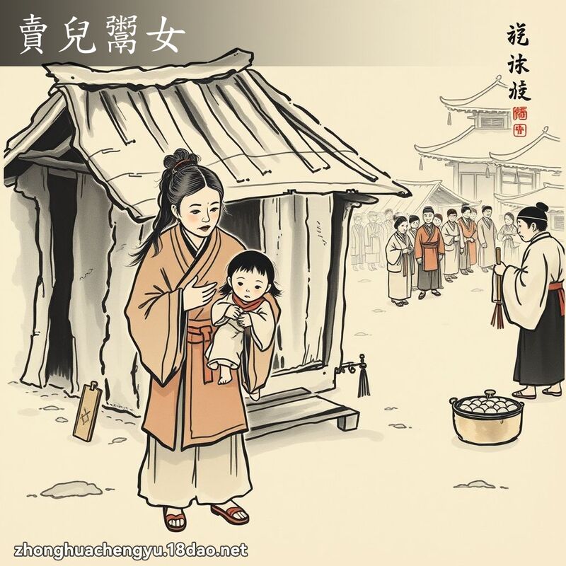賣兒鬻女 - 中華成語配圖