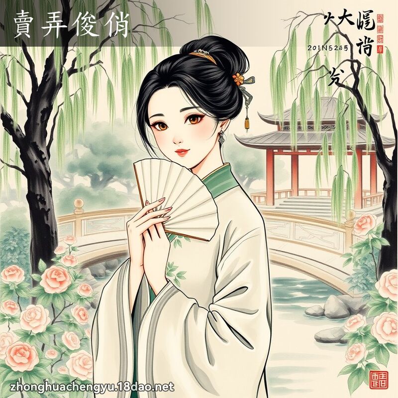 卖弄俊俏 - 中华成语配图