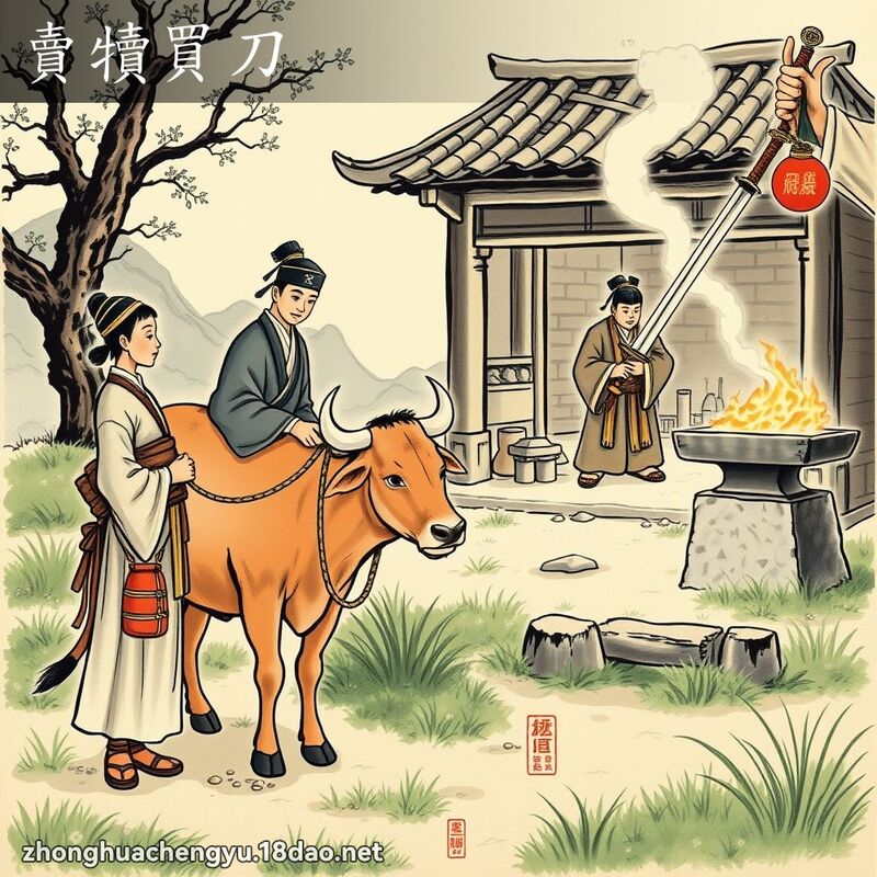 卖犊买刀 - 中华成语配图