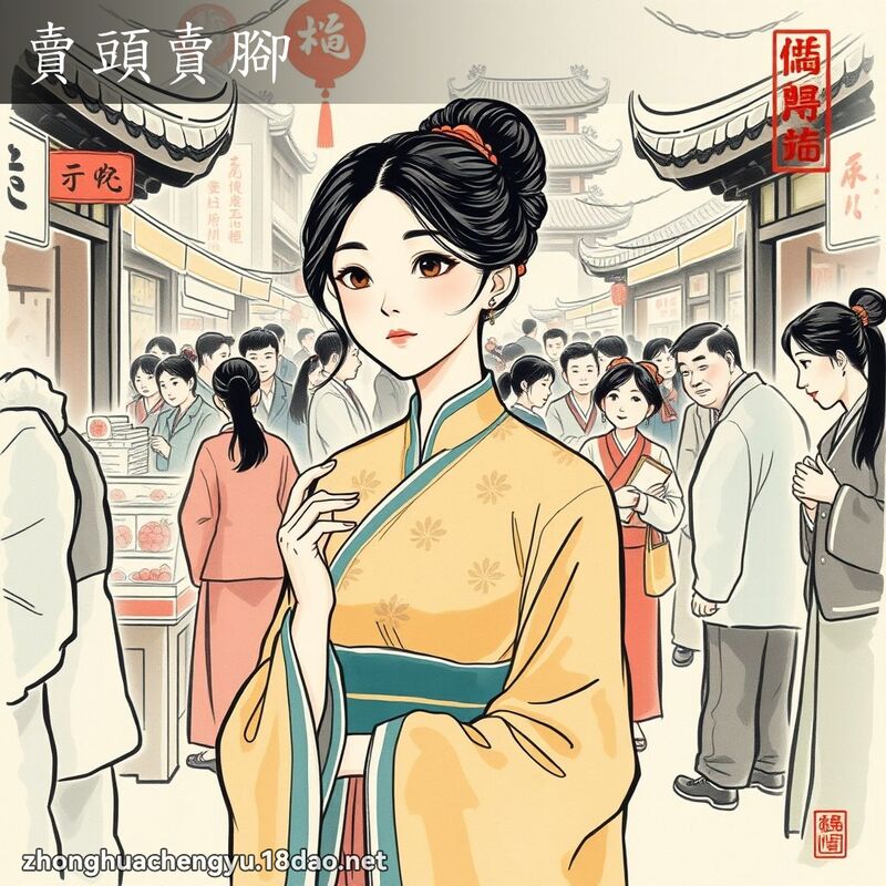 賣頭賣腳 - 中華成語配圖