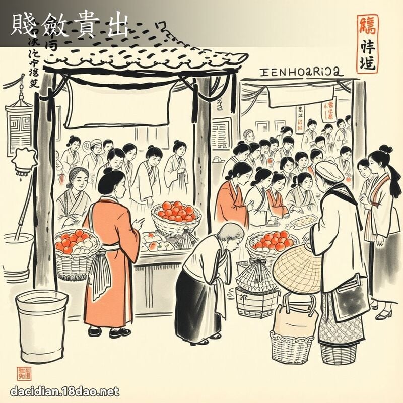贱敛贵出 - 中华成语配图