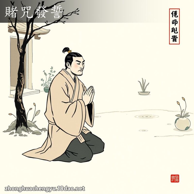 赌咒发誓 - 中华成语配图