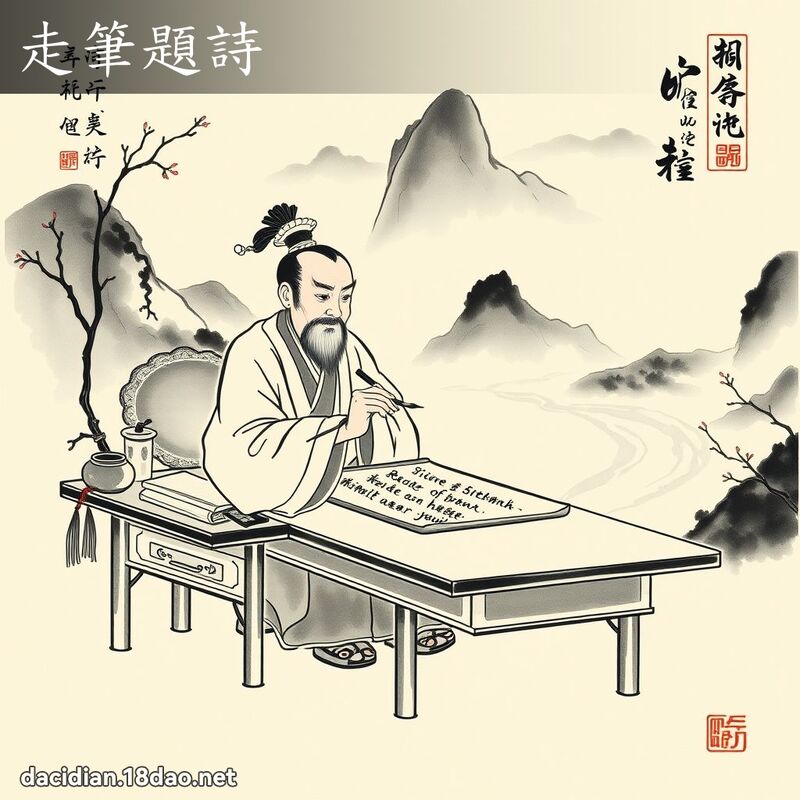 走笔题诗 配图