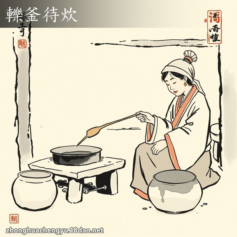 轢釜待炊 - 中华成语配图