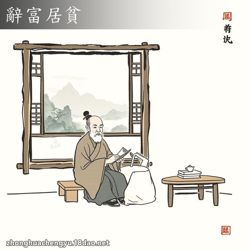 辞富居贫 - 中华成语配图