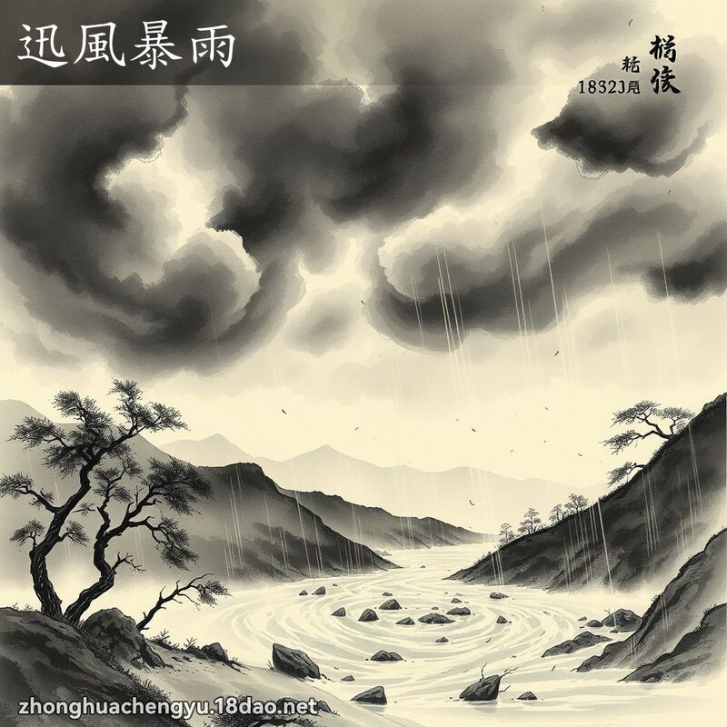 迅风暴雨 - 中华成语配图