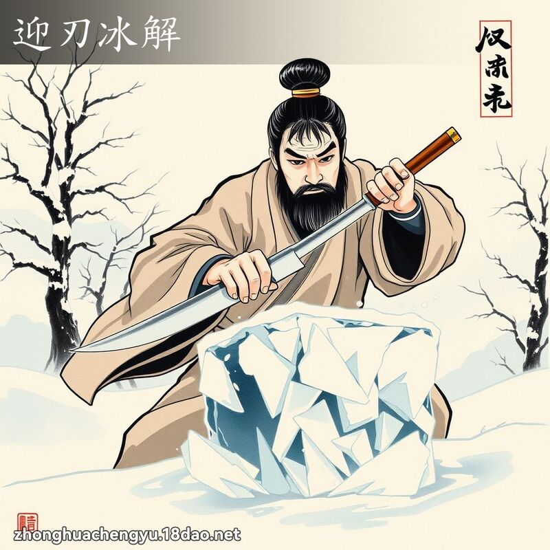 迎刃冰解 - 中華成語配圖