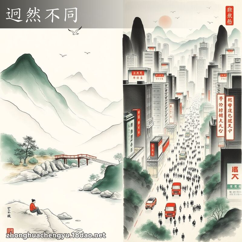 迥然不同 - 中華成語配圖