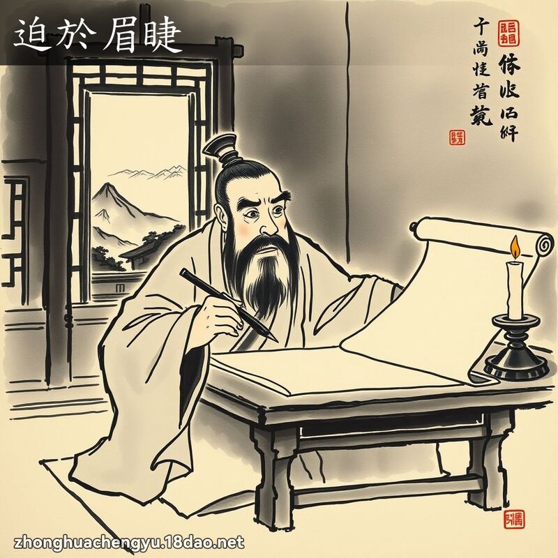 迫於眉睫 - 中華成語配圖
