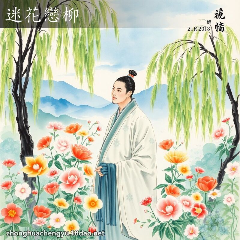 迷花恋柳 - 中华成语配图